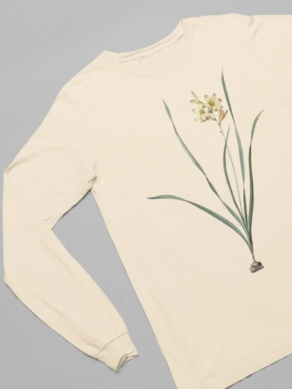 Wild Gladiolus Vintage Floral Print Long Sleeve Graphic Tee T-shirt S-XXL